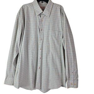 Alan Flusser Men's Rainbow Plaid Button Front Long Sleeve‎ Shirt Large